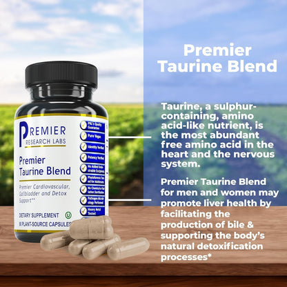 Premier Research Labs Taurine Blend - Amino Acid Supplement for Heart, Liver & Brain Health, 90 Vegetarian Capsules