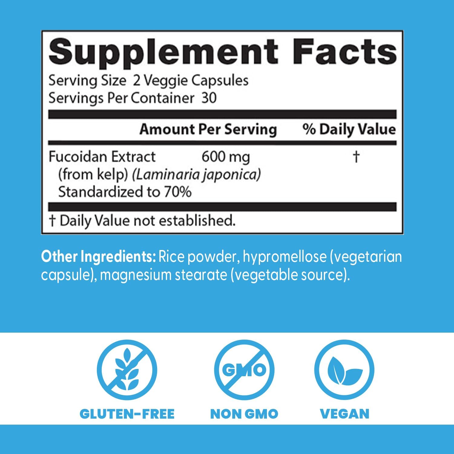 Doctor's Best Fucoidan 600mg Food Supplement - 60 Vegan Capsules - görsel 4