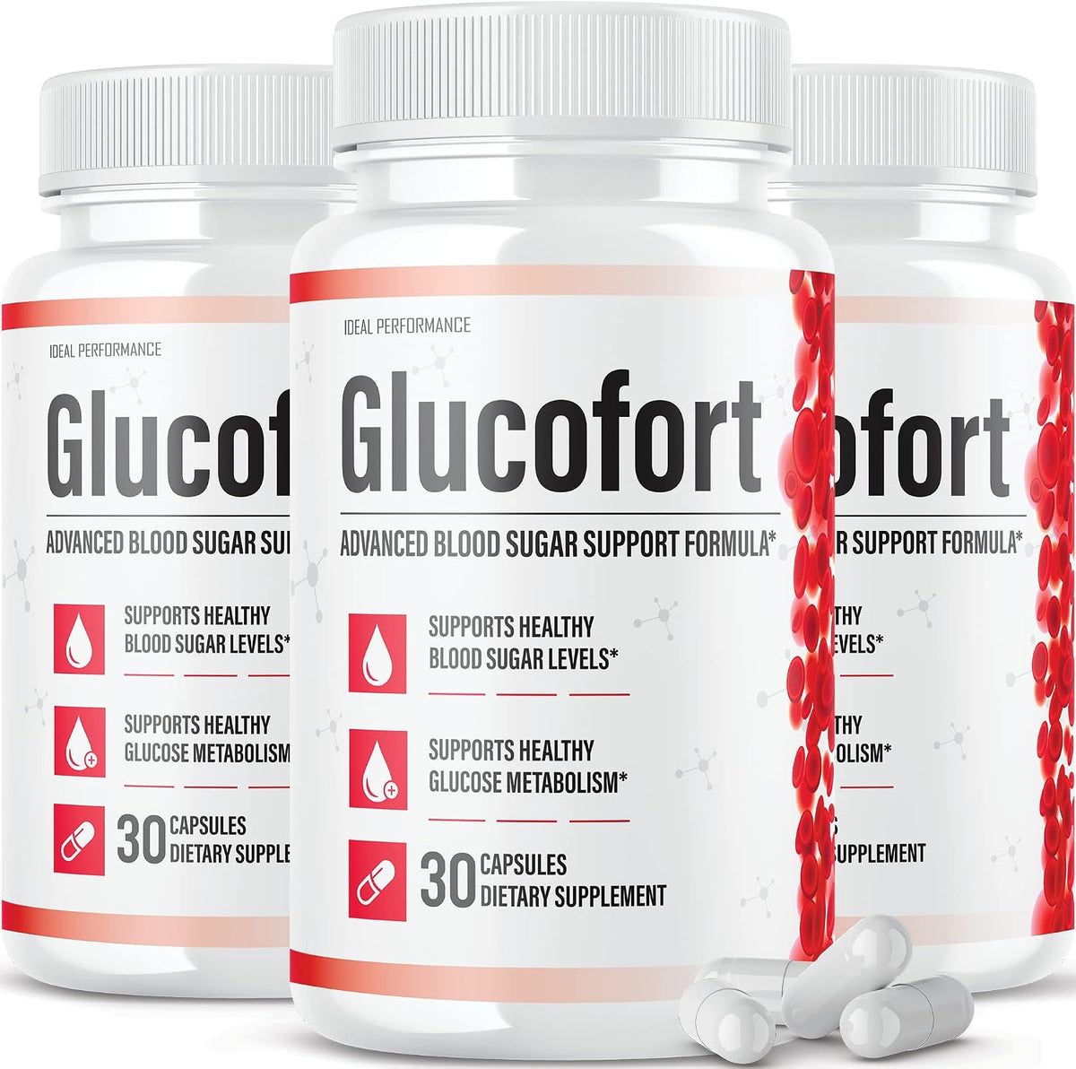 IDEAL PERFORMANCE Glucofort Supplement Support Formula (3 Pack) - görsel 1