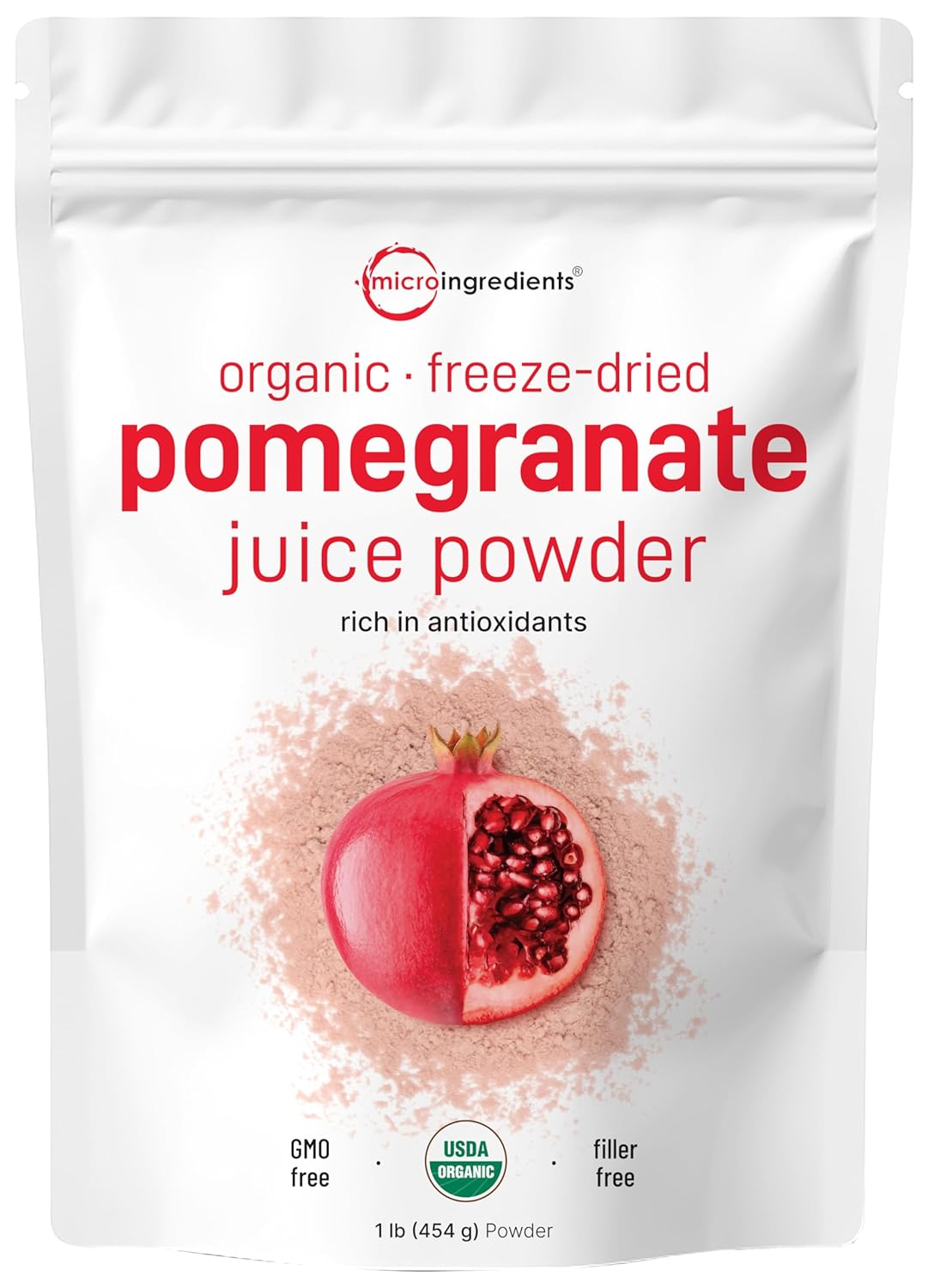 Micro Ingredients Organic Pomegranate Juice Powder, 454 g (1 lb) | Freeze Dried & Cold Pressed | No Sugar & Additives | Non-GMO & Vegan Friendly - görsel 1