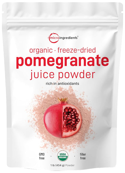 Micro Ingredients Organic Pomegranate Juice Powder, 454 g (1 lb) | Freeze Dried & Cold Pressed | No Sugar & Additives | Non-GMO & Vegan Friendly