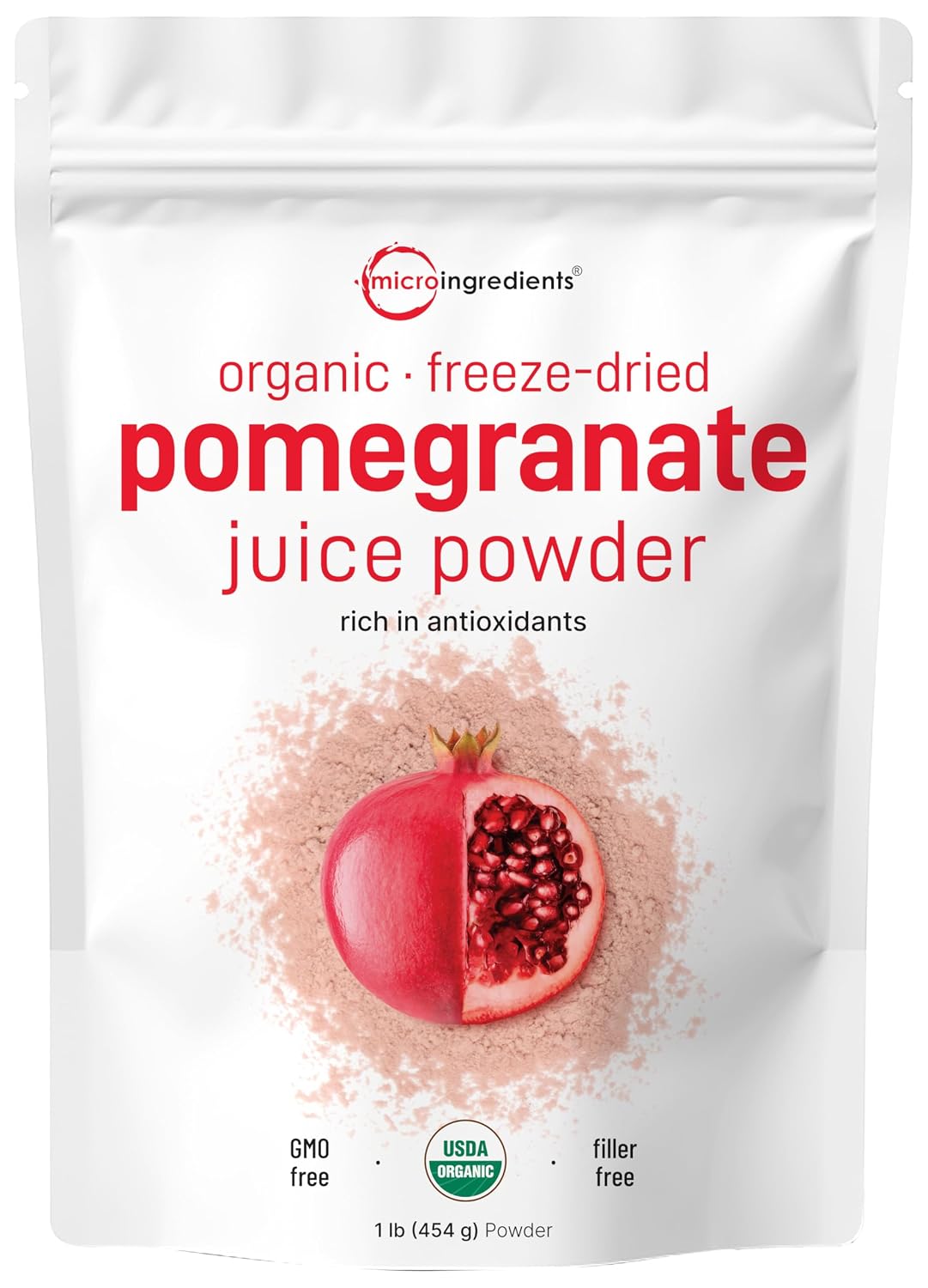 Micro Ingredients Organic Pomegranate Juice Powder, 454g – Freeze Dried & Cold Pressed, Non-GMO, Vegan - görsel 1