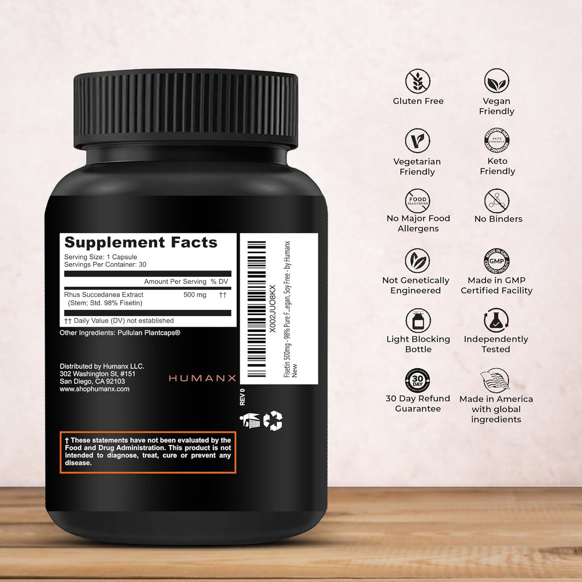 HUMANX Fisetin 500mg – 98% Pure Fisetin Supplement - görsel 2