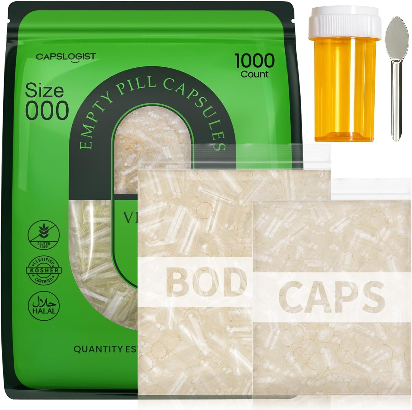 000 Capsules Separated 1000 Count, Premium Vegan Empty Capsules Size 000 Separated in 2 Bags, Clear Pill Capsule for DIY Supplement Filling - görsel 1