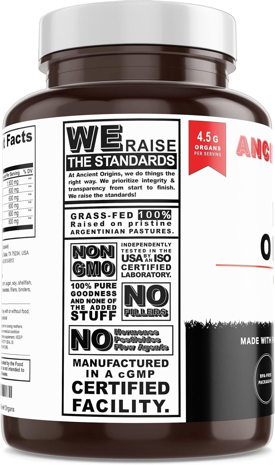 Ancient Origins Grass-fed Beef Organs Supplement (4500 mg, 180 Capsules) - görsel 8