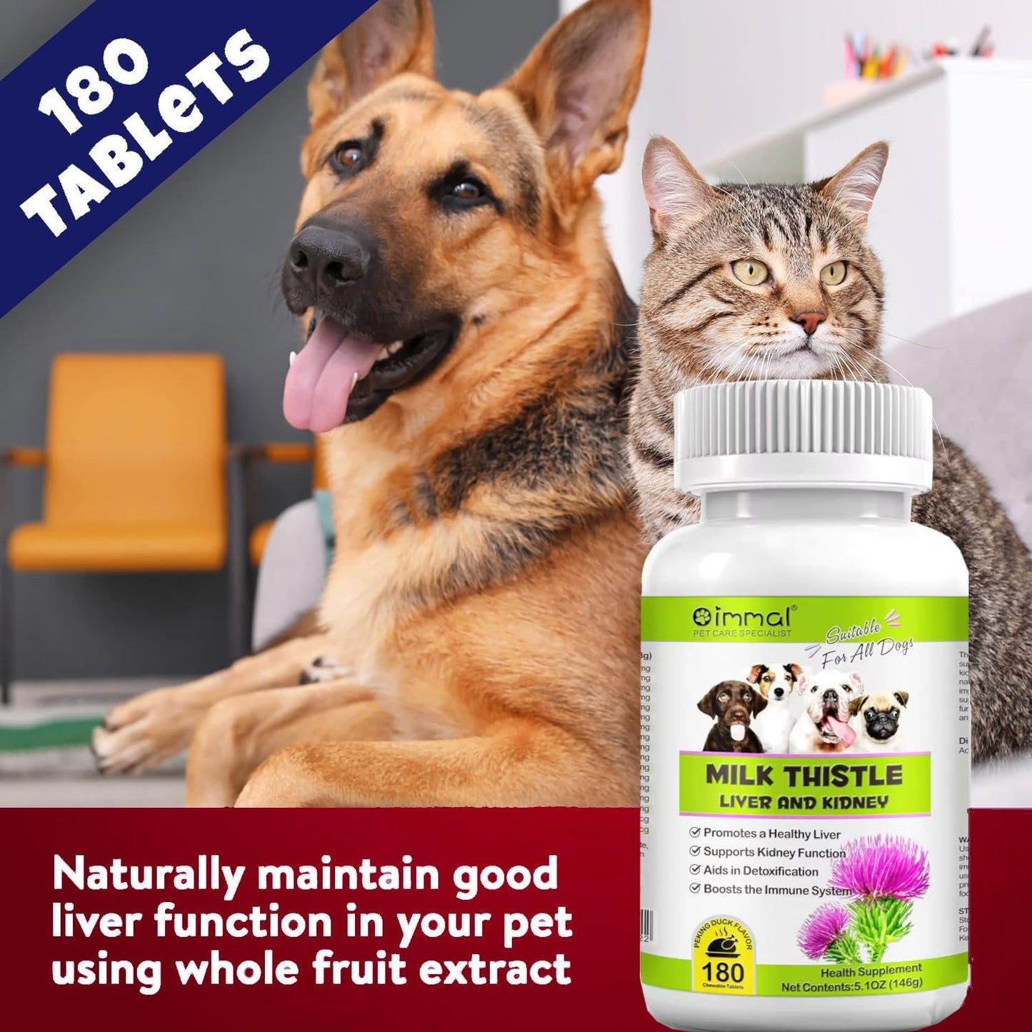 Milk Thistle for Dogs - 180 Chewable Tablets - Liver and Kidney Support - görsel 6