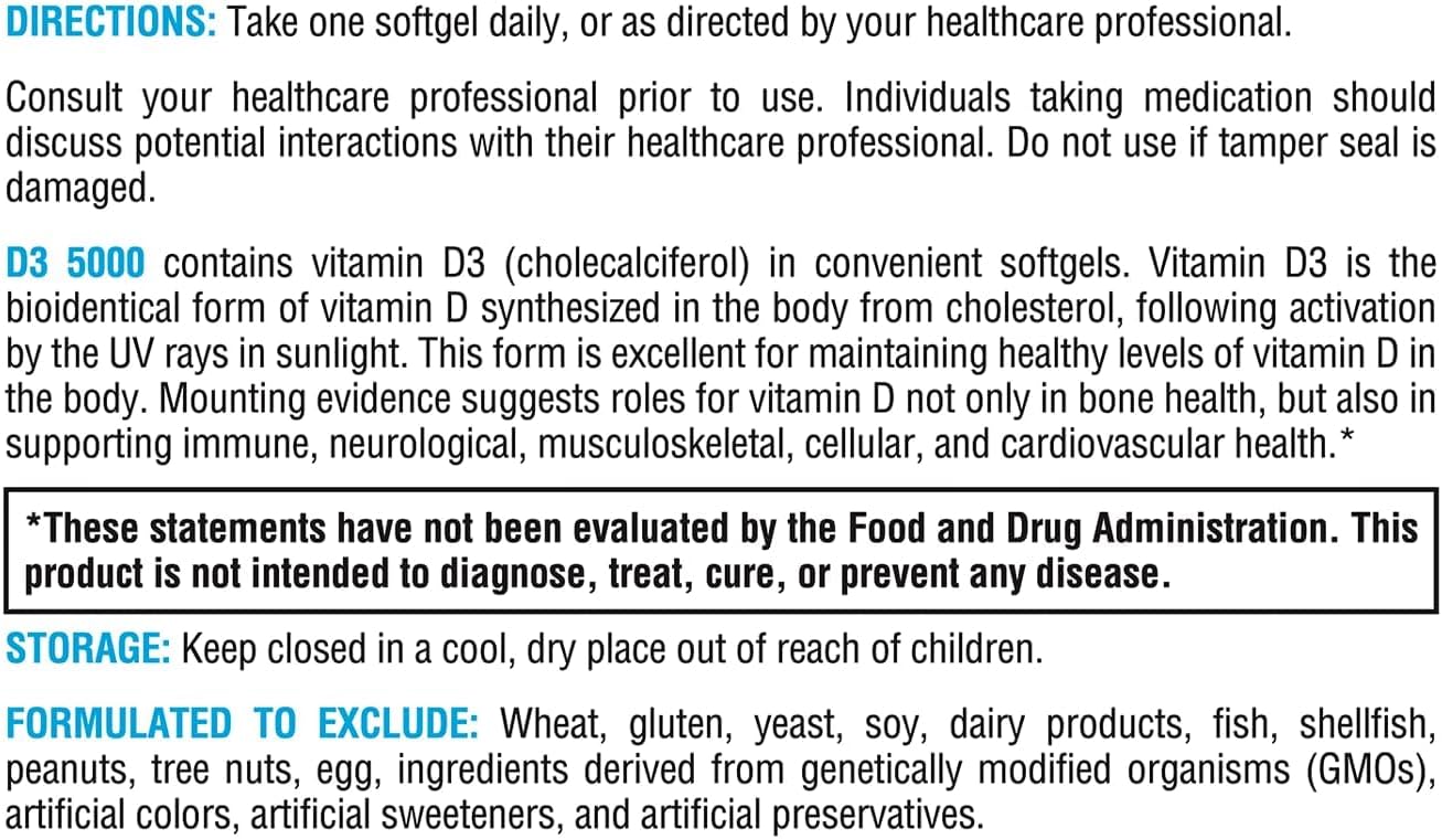 XYMOGEN D3 5000 – Bioavailable Vitamin D3 5000 IU – High Strength Supplement – 90 Softgels - görsel 6