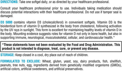 XYMOGEN D3 5000 – Bioavailable Vitamin D3 5000 IU – High Strength Supplement – 90 Softgels