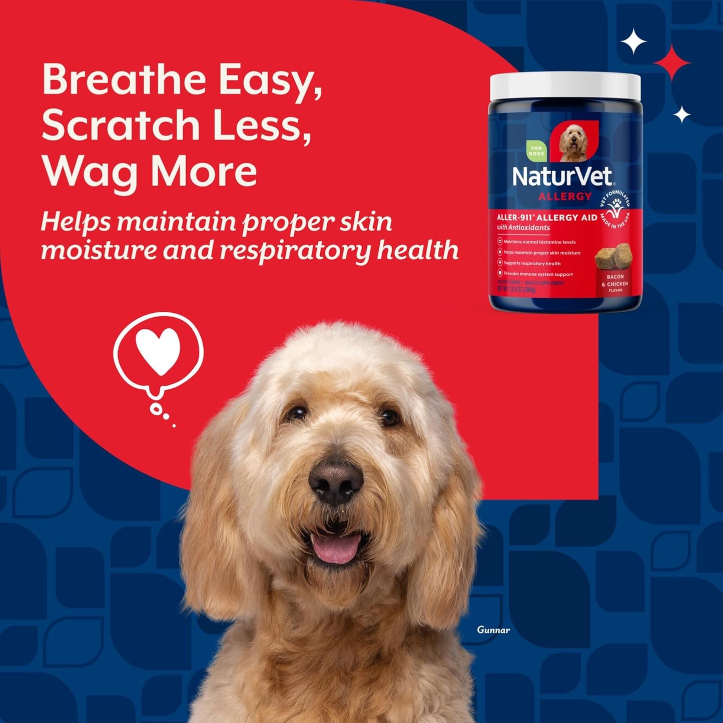NaturVet Aller-911 Advanced Allergy Aid for Dogs and Cats – Antioxidant-Rich Pet Supplement with Omegas, DHA, EPA – Supports Normal Immune System, Skin Moisture and Coat Health – 180 Soft Chews - görsel 3