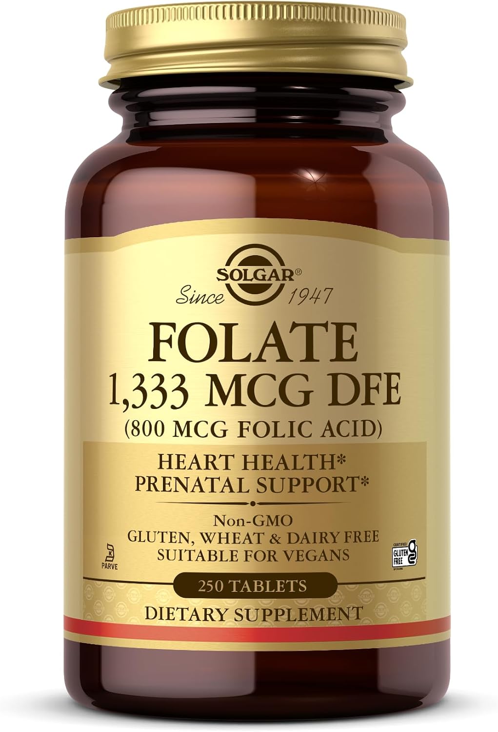 Solgar Folate 1,333 mcg DFE (Folic Acid 800 mcg) - 250 Tablets - Prenatal Support - görsel 1
