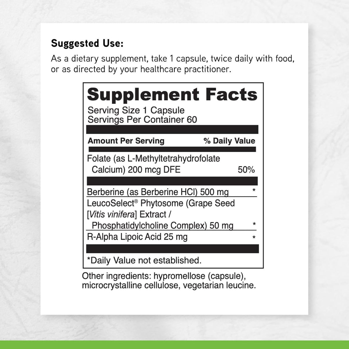 DAVinci Labs Berberine Force - Immune & Heart Support Supplement with Berberine, R-ALA, Folate & Grape Seed Extract - 60 Capsules - görsel 6
