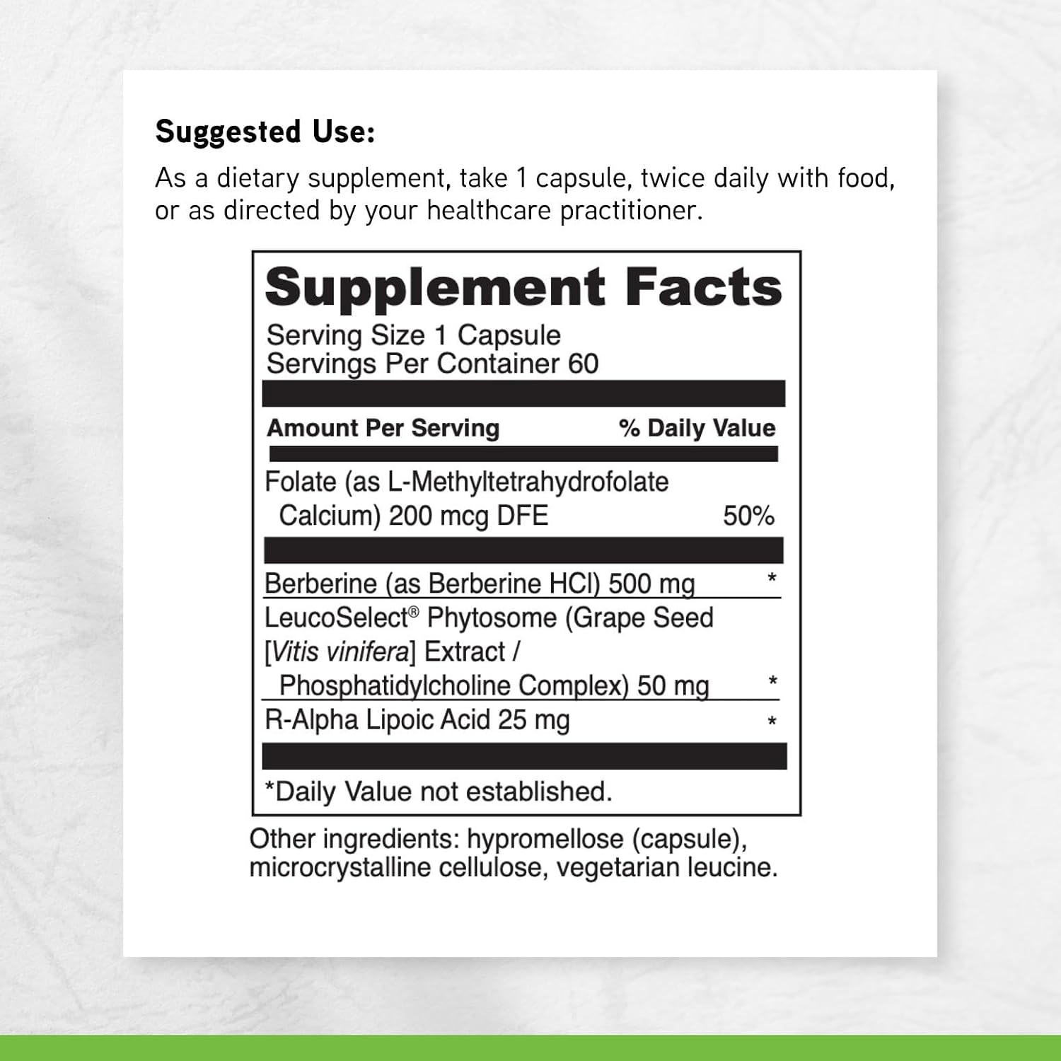 DAVinci Labs Berberine Force - Immune & Heart Support Supplement with Berberine, R-ALA, Folate & Grape Seed Extract - 60 Capsules - görsel 6