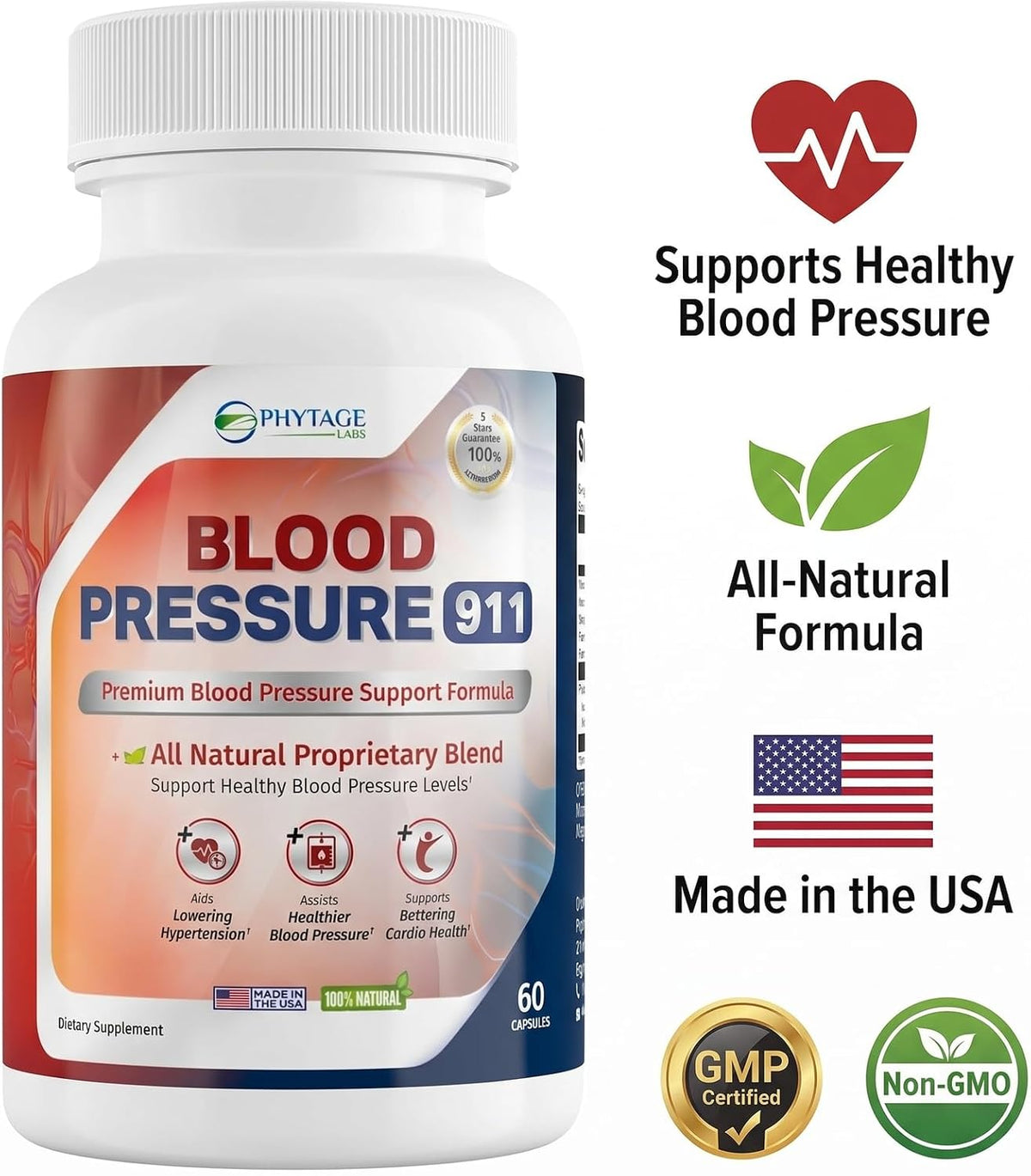 Phytage Labs Blood Pressure 911 – Advanced Blood Pressure Support Food Supplement – 60 Capsules - görsel 2