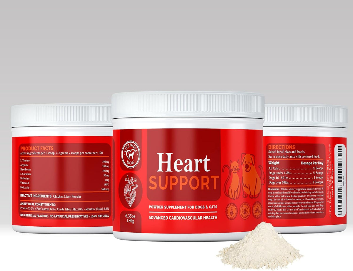 Live Well Dog Heart Health Powder for Dogs – Balances amino acids – Particularly beneficial for pets on raw or – Image 4