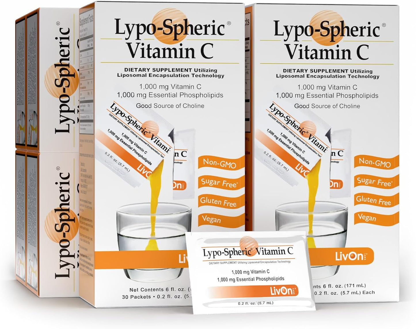 LivOn Laboratories Lypo-Spheric Vitamin C – 90 Sachets – 1,000 mg Vitamin C with Phospholipids – Liposomal Encapsulation for Enhanced Absorption – Non-GMO - görsel 10