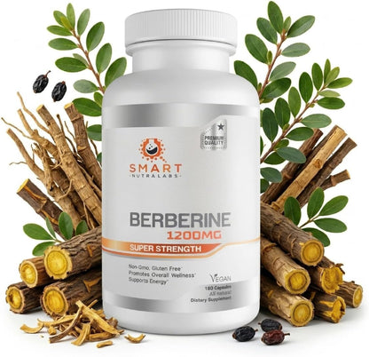 Smart Nutra Labs High Strength Berberine HCL 1200mg - 180 Vegan Capsules