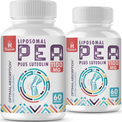 Liposomal Palmitoylethanolamide 1000 mg + Luteolin 100 mg, Micronised PEA 99% Highly Purified – Enhanced Absorption and Bioavailability, 120 Softgels
