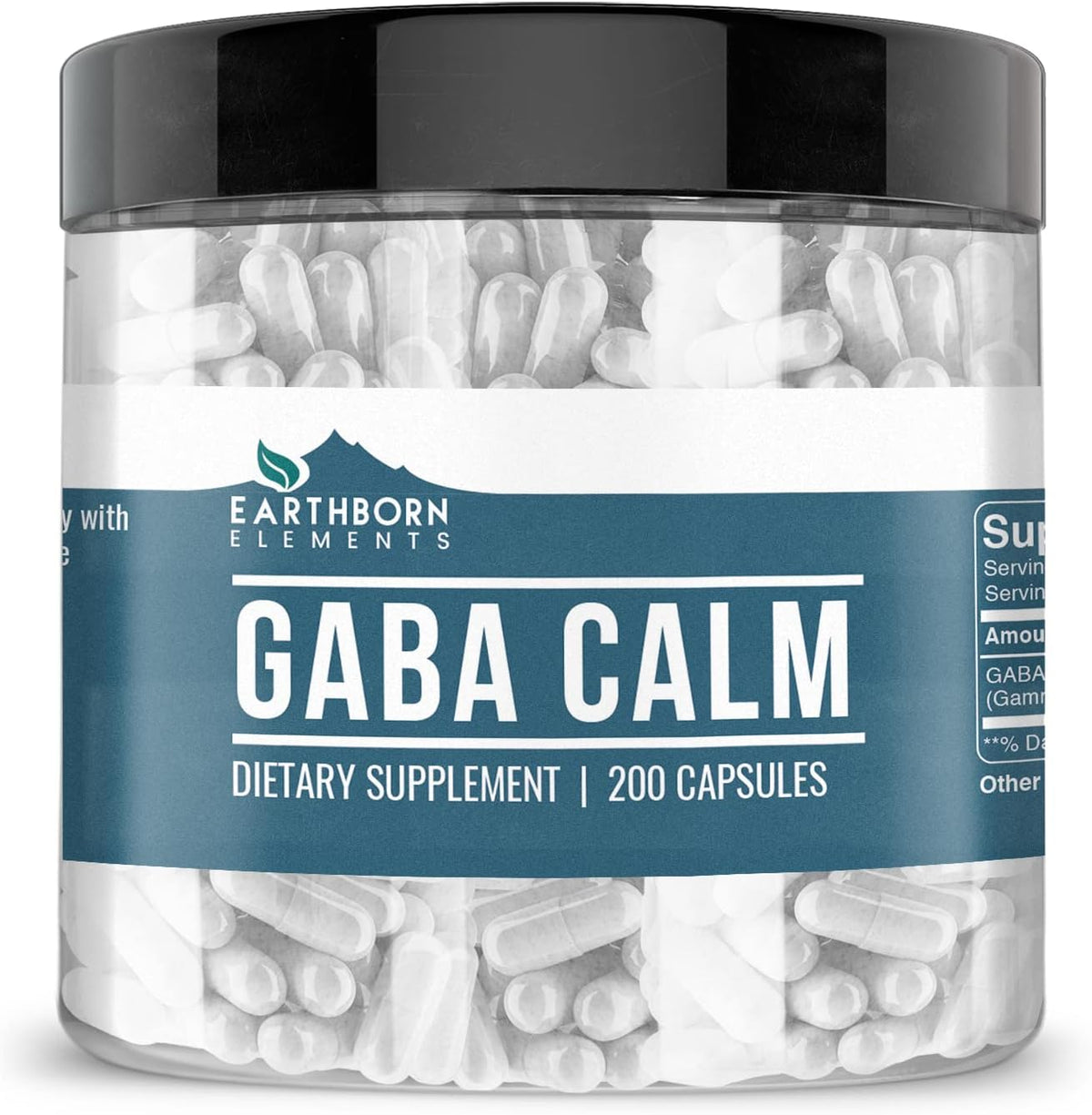 Earthborn Elements GABA (Gamma Aminobutyric Acid) 200 Capsules, Pure & Undiluted, No Additives - görsel 1