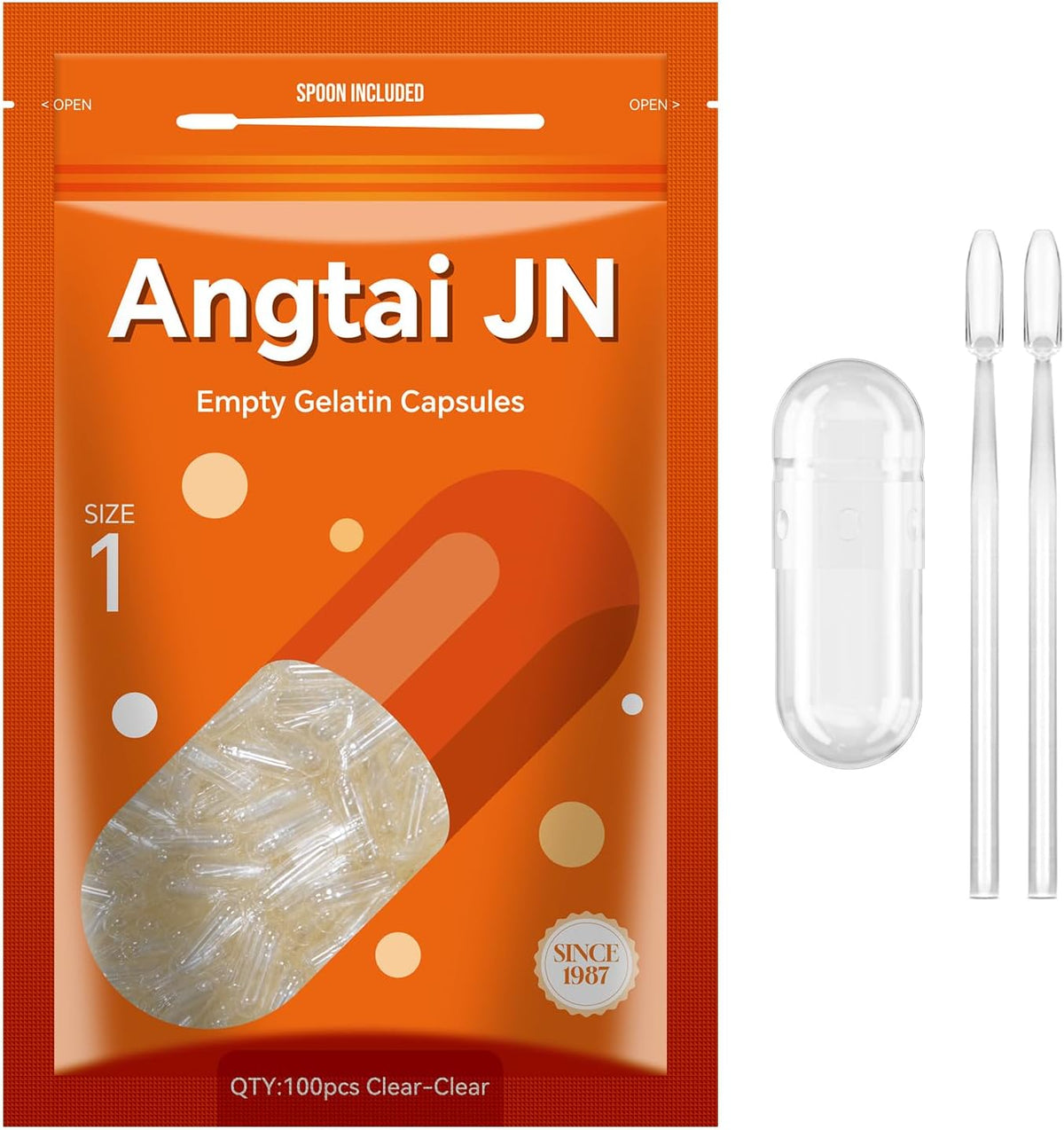 Angtai JN Empty Gelatine Capsules Size 1 (500 Count) with Filling Kit - görsel 10