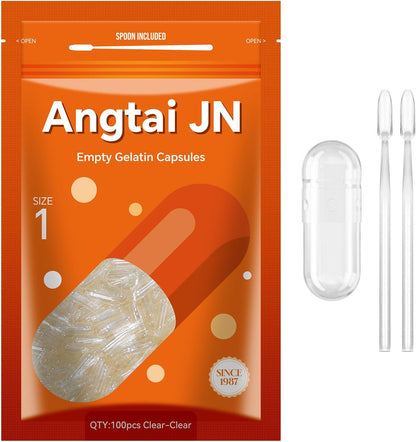 Angtai JN Empty Gelatine Capsules Size 1 (500 Count) with Filling Kit