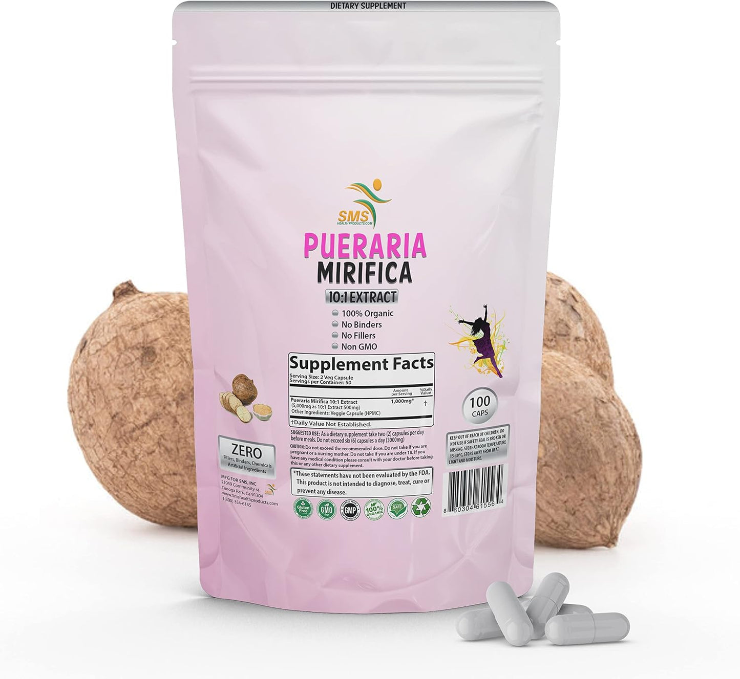Pueraria Mirifica (Kwao Krua Kao) - 1,000mg Equivalent 10:1 Extract - 100 Veggie Capsules - görsel 4