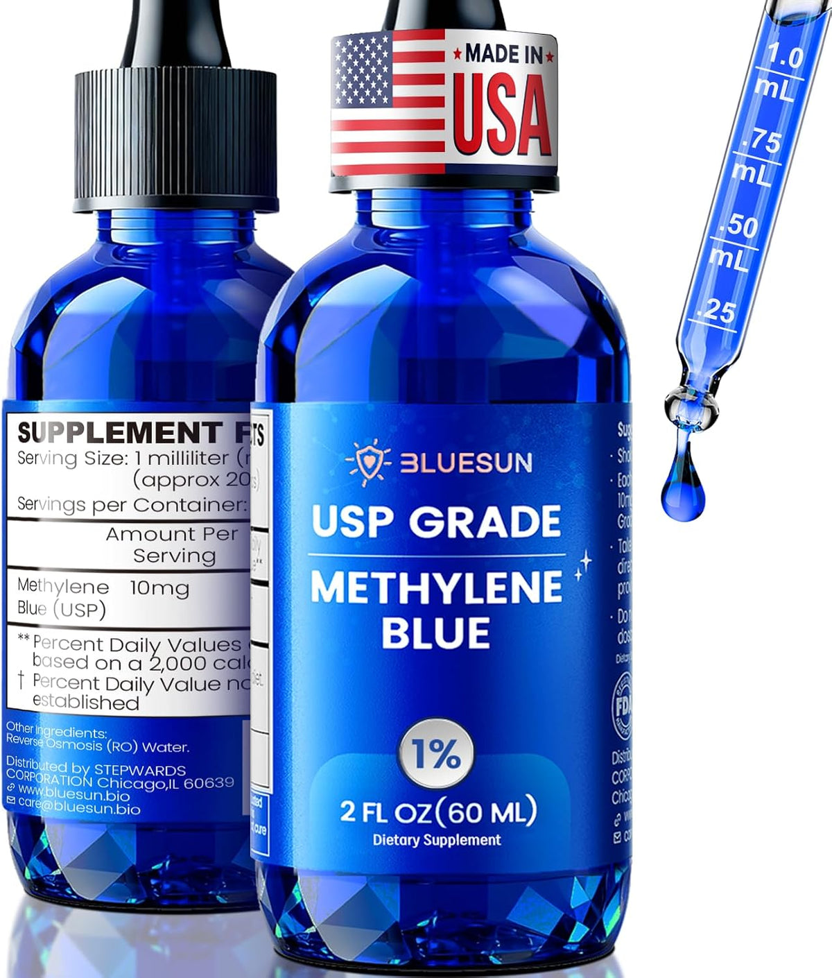 Bluesun Methylene Blue Drops 1% – USP Pharmaceutical Grade – 60ml (10mg/mL) - görsel 1