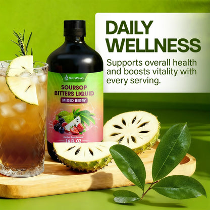 NutraPeaks Soursop Bitters Liquid – Mixed Berry, 480 ml