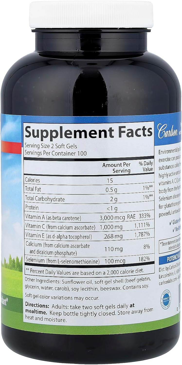 Carlson ACES Antioxidant Formula, 200 Softgels - görsel 2