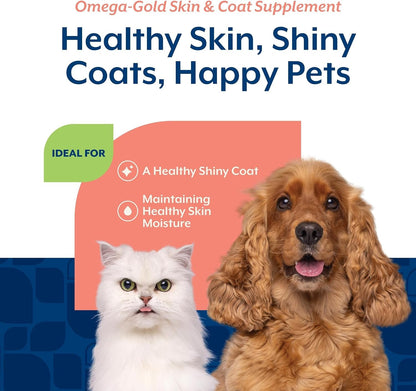 NaturVet – Omega-Gold Plus Salmon Oil | Supports Healthy Skin & Glossy Coat | Enhanced with DHA, EPA, Omega-3 & Omega-6 | for Dogs & Cats | 90 Soft Chews