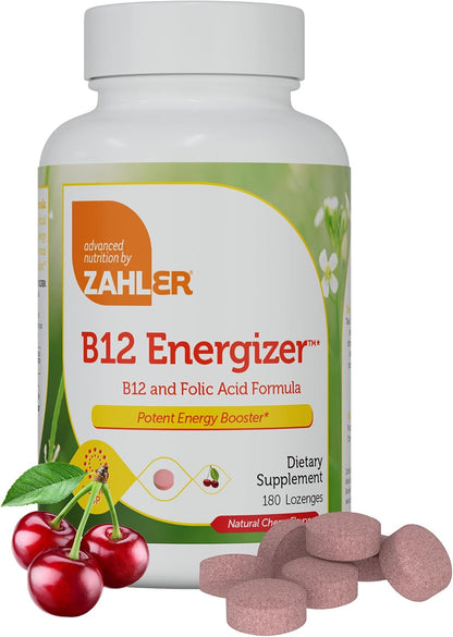 Zahler Energizer+ Vitamin B12 5000 mcg Lozenges, Natural Cherry Flavour, 120 Lozenges