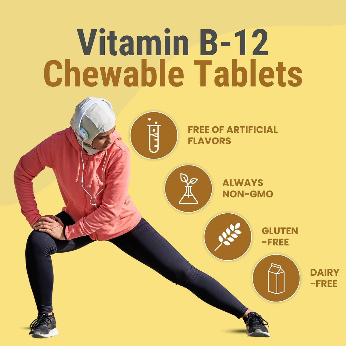 Zaytun Halal Vitamin B12 1000mcg Chewable Tablets - Vegan, Dairy-Free, 4-Month Supply - görsel 5