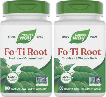 Nature's Way Fo-Ti Root, Traditional Chinese Herb, 1,220 mg per Serving, 100 Vegan Capsules