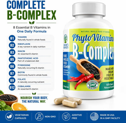 Nature's Brands Organic Whole Food Vitamin B Complex - 120 Vegetarian Capsules
