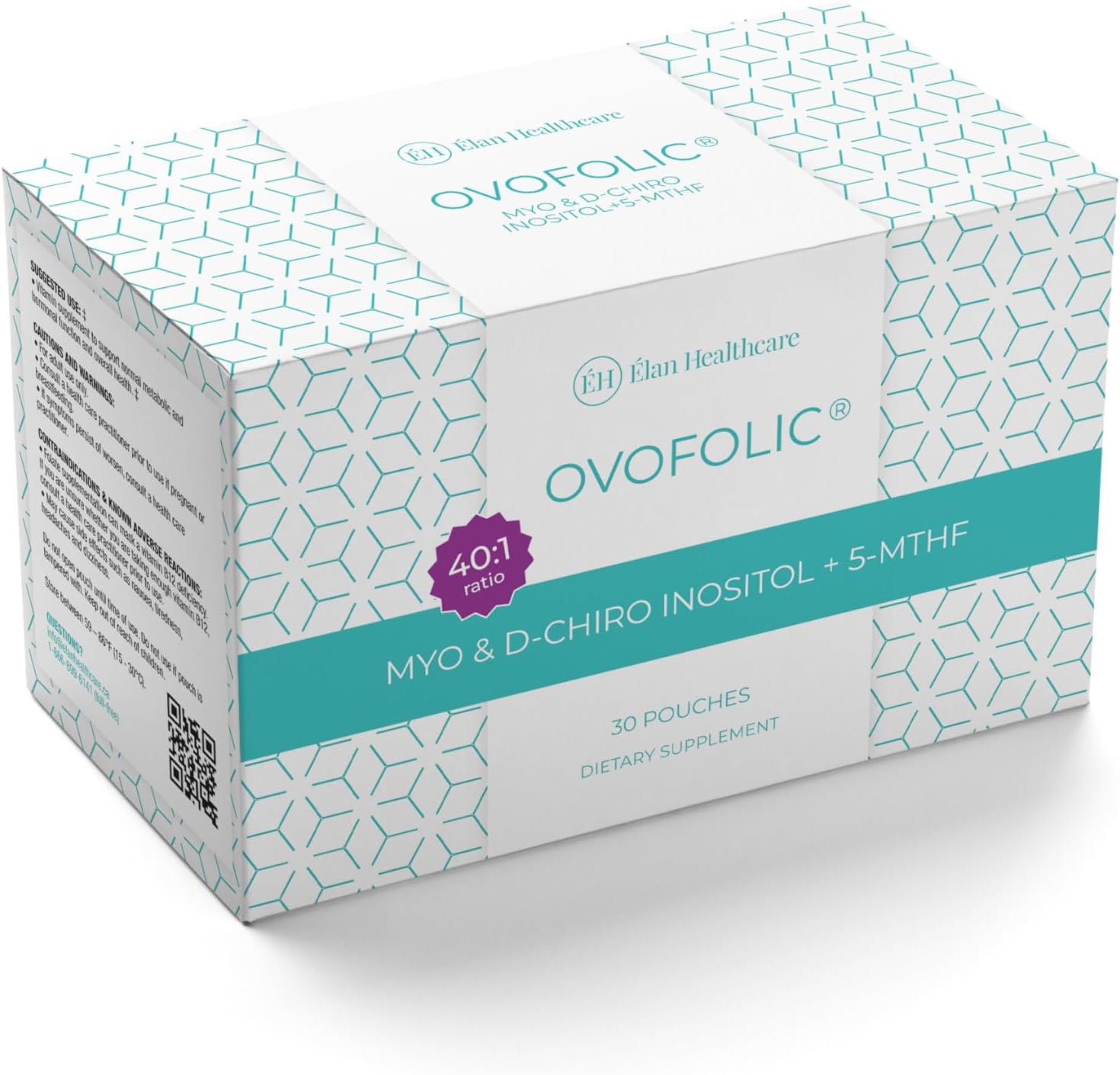 Ovofolic Inositol Food Supplement – Myo-Inositol and D-Chiro Inositol Plus Active Folate – Ideal 40:1 Ratio – 30 Sachets - görsel 1