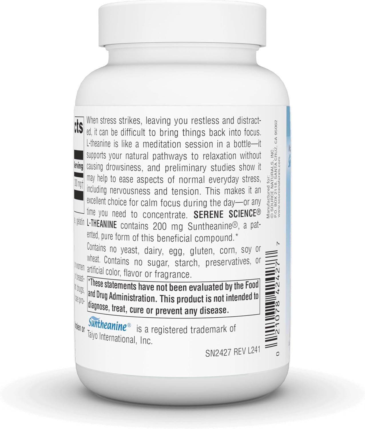 Source Naturals Serene Science L-Theanine with Suntheanine, 200 mg – 120 Capsules, for Focused Relaxation - görsel 3
