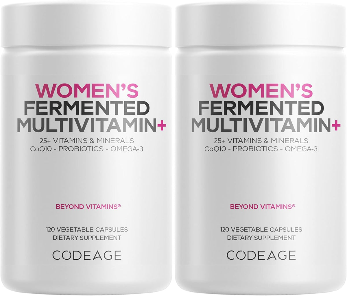 Codeage Women’s Daily Multivitamin, 25+ Vitamins & Minerals, Fermented, Organic Whole Foods, Probiotics – Vegan (2 Pack) - görsel 1