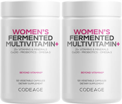 Codeage Women’s Daily Multivitamin, 25+ Vitamins & Minerals, Fermented, Organic Whole Foods, Probiotics – Vegan (2 Pack)