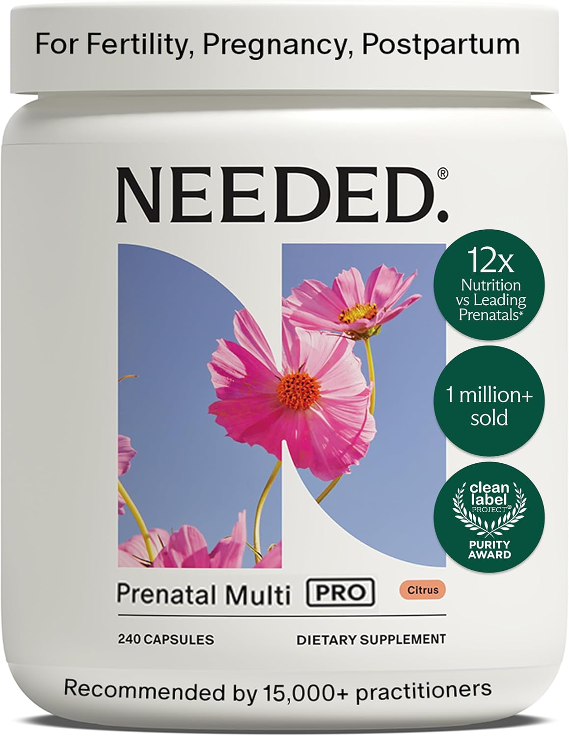 Needed. Prenatal Multi Pro | Multivitamin with Choline Capsules for Prenatal, Pregnancy, Breastfeeding, Postpartum | 30-Day Supply - görsel 7