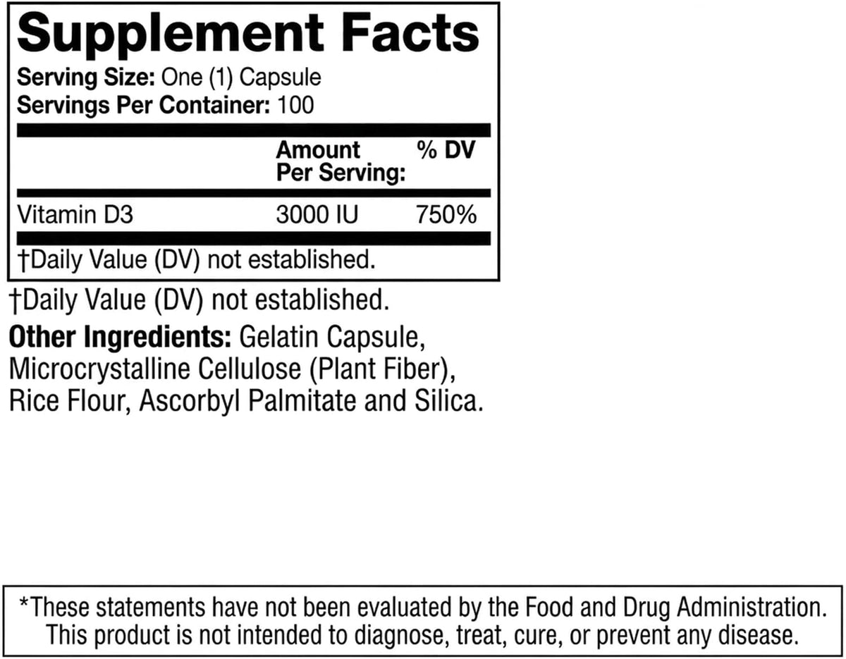 Olympian Labs Vitamin D3 3000 IU 100 Capsules - görsel 7