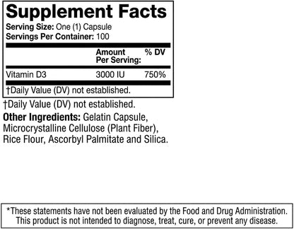 Olympian Labs Vitamin D3 3000 IU 100 Capsules