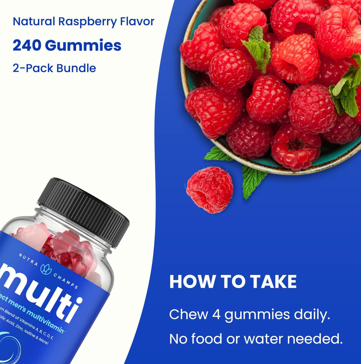 NutraChamps Multivitamin for Men, 240 Gummies (2-Pack) - Gummy Vitamins - görsel 4