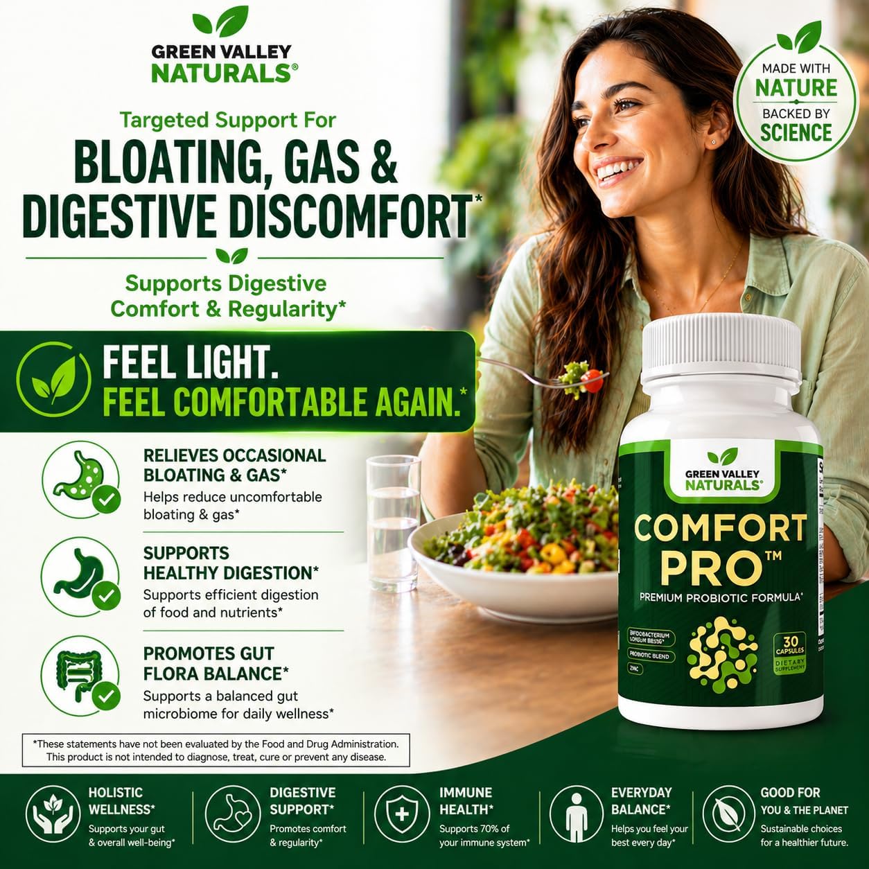 ComfortPro™ Daily Probiotics for Digestive Health | Supports Regularity & Reduces Wind | Gut Cleanse with Zinc | Non-GMO | Valley Formula - görsel 6
