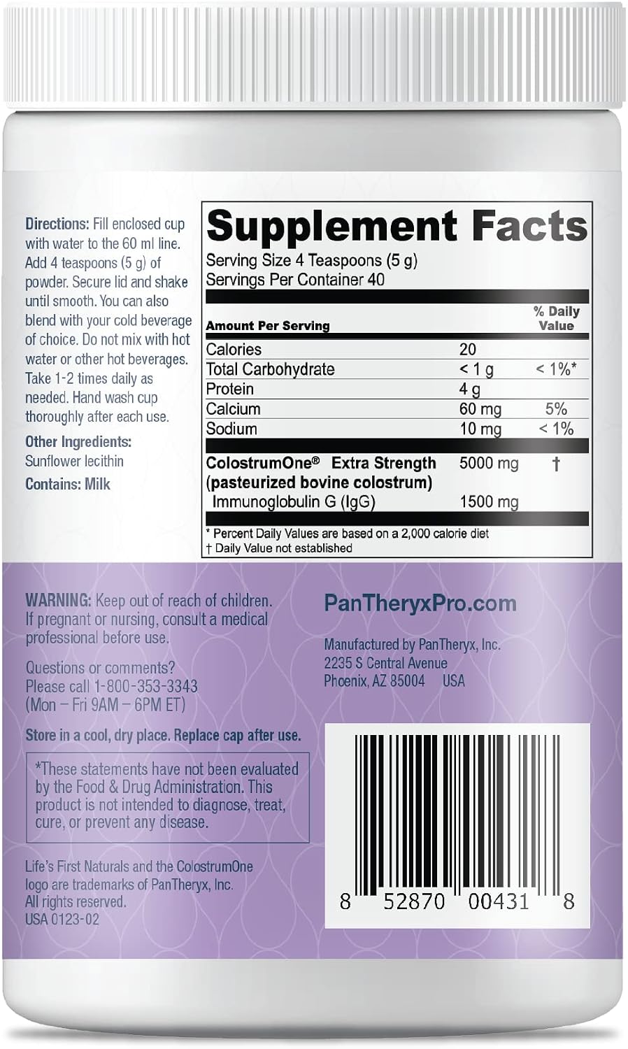 Life's First Naturals Pro Extra Strength Digestive + Immune Colostrum Powder for Adults - görsel 3