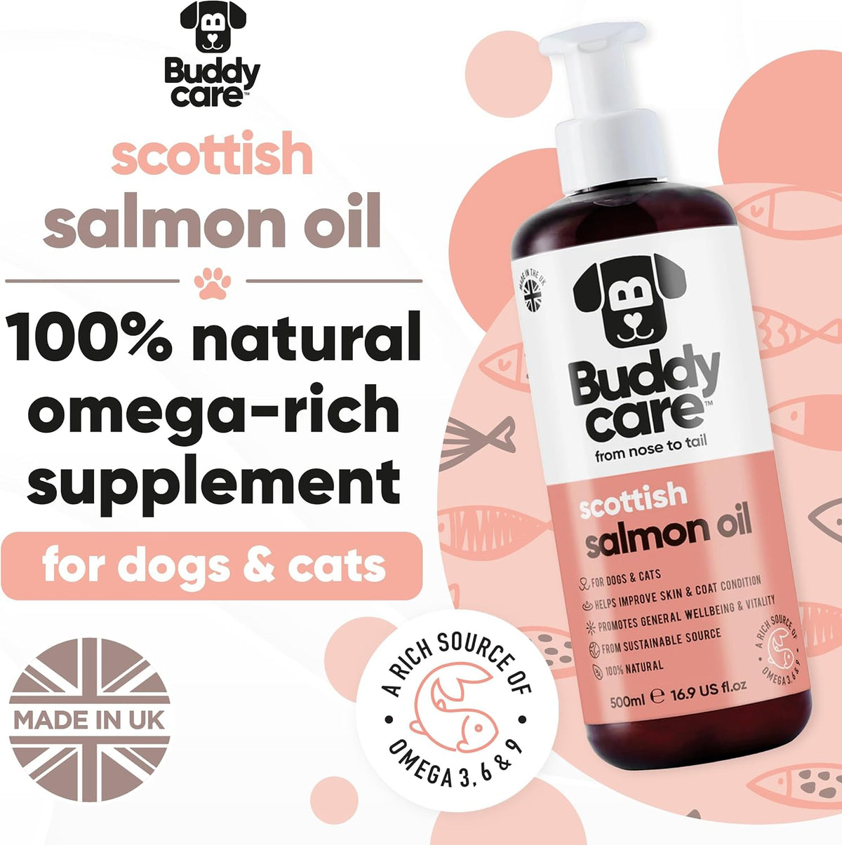 Buddycare Scottish Salmon Oil for Dogs and – Supports Immune Function: Essential fatty acids play a role in – Image 2