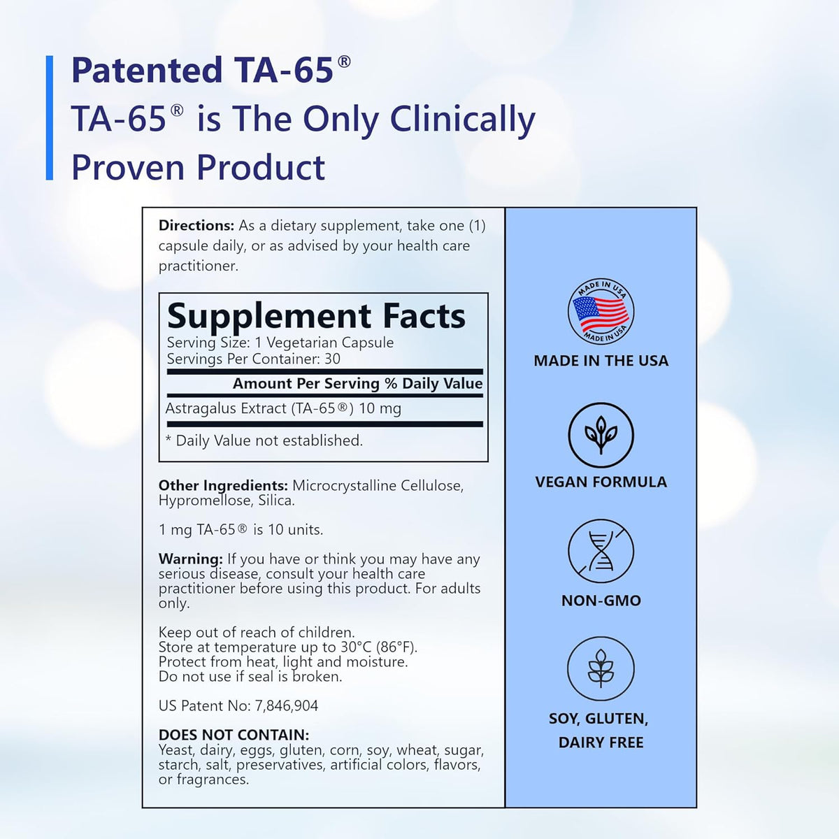 T.A. Sciences Telomerase Activation Supplement - 100 Units TA 65 MD, 30 Capsules - görsel 3