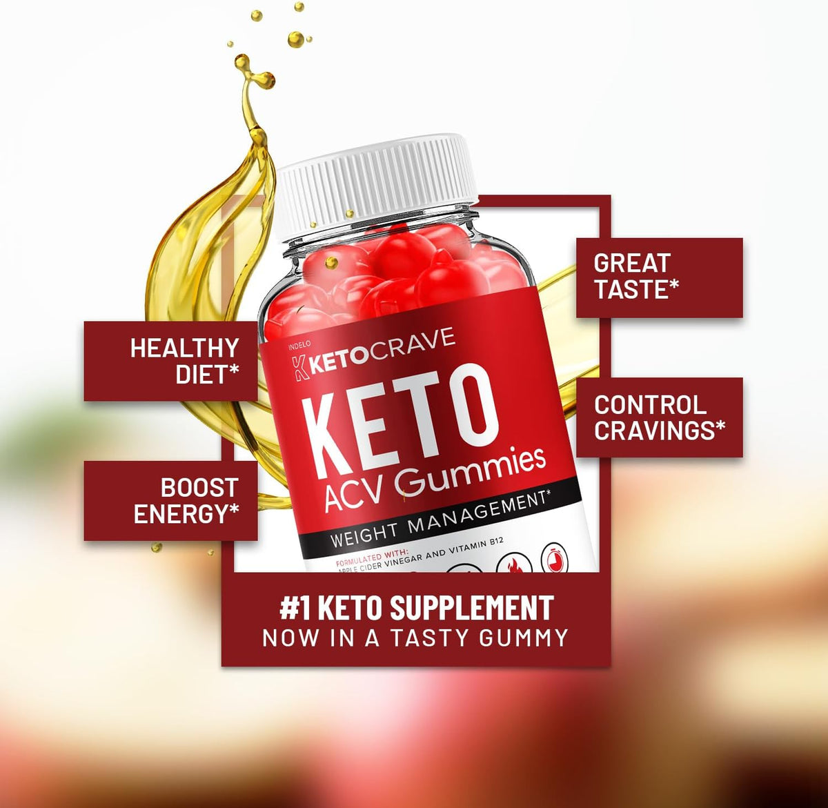 Crave Keto ACV Gummies - Advanced Formula with Apple Cider Vinegar, Vitamin B12, Beet Juice and Pomegranate (5 Pack, 300 Gummies) - görsel 3