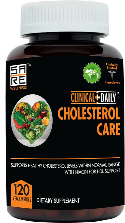 Clinical Daily Cholesterol Care Supplement - Plant Sterols, Guggul, Garlic, Niacin - 120 Capsules