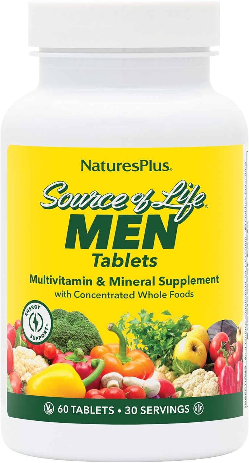NaturesPlus Source of Life Men Multivitamin – Iron-Free – 60 Tablets - görsel 1