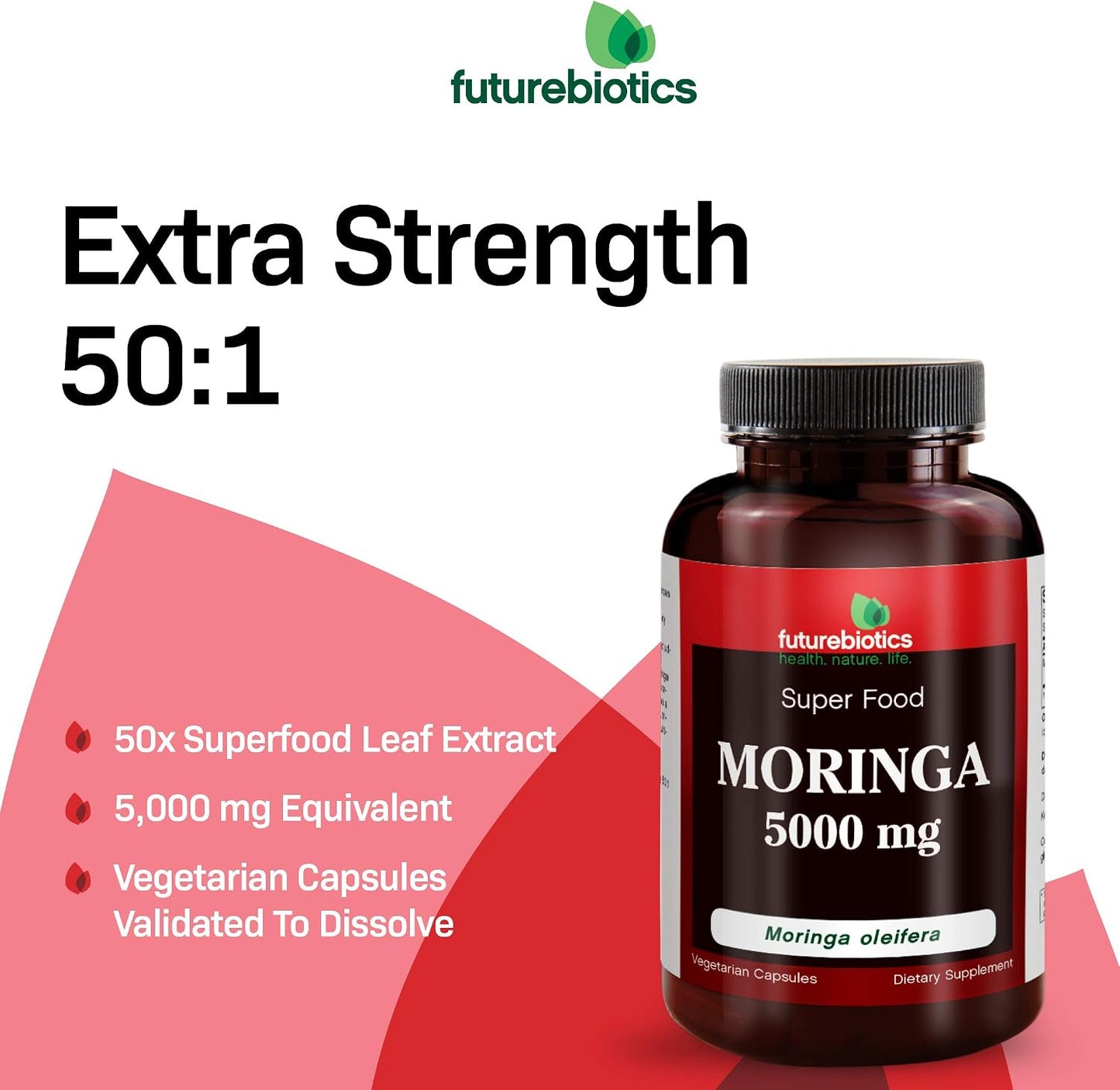 FutureBiotics Moringa 5000 mg, 60 Vegetarian Capsules - görsel 4