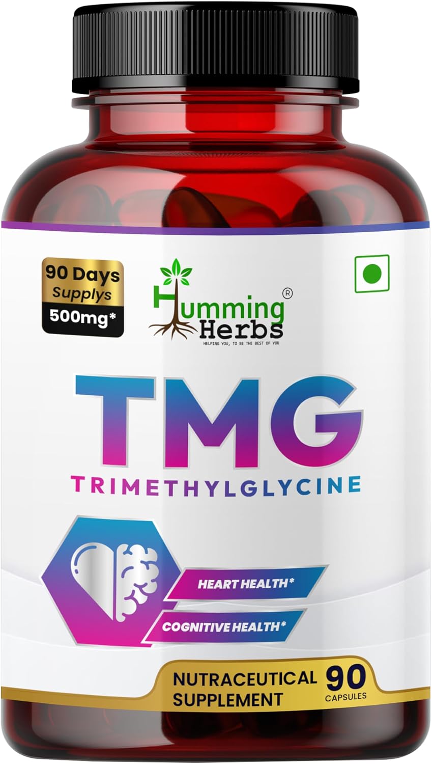 Humming Herbs TMG Supplement – Trimethylglycine 500 mg, 90 Vegan Capsules - görsel 1